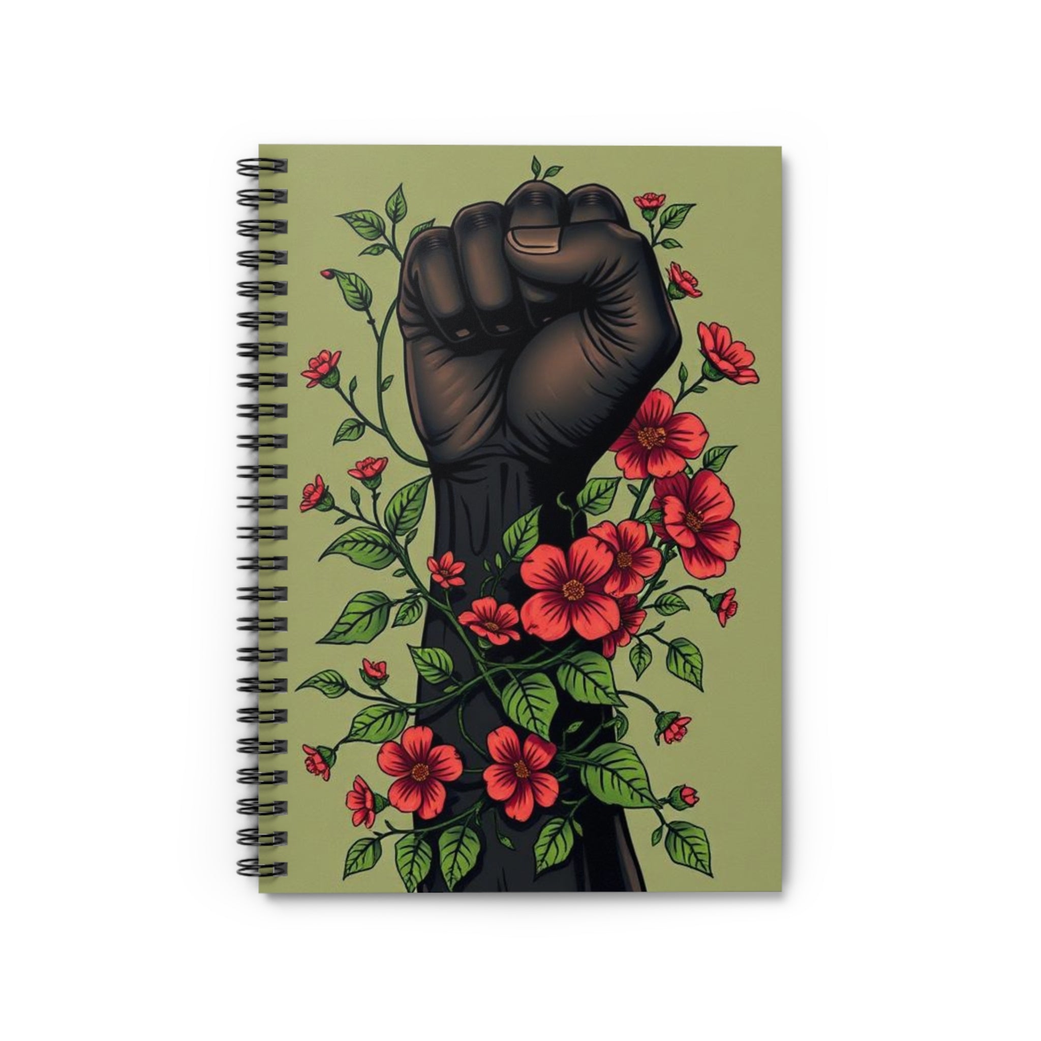 Empowerment Spiral Notebook - Ruled Lines with Floral Fist Design