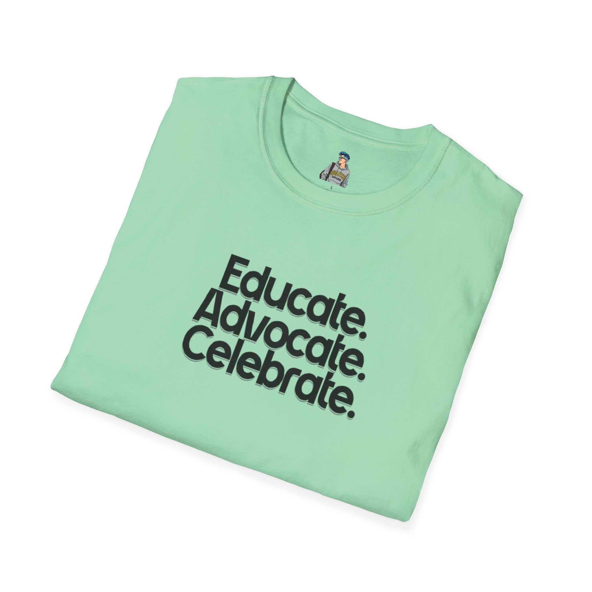 Teacher Advocate T-Shirt - Subtle Pride Educate Advocate Celebrate Design - EqualiTees.Me