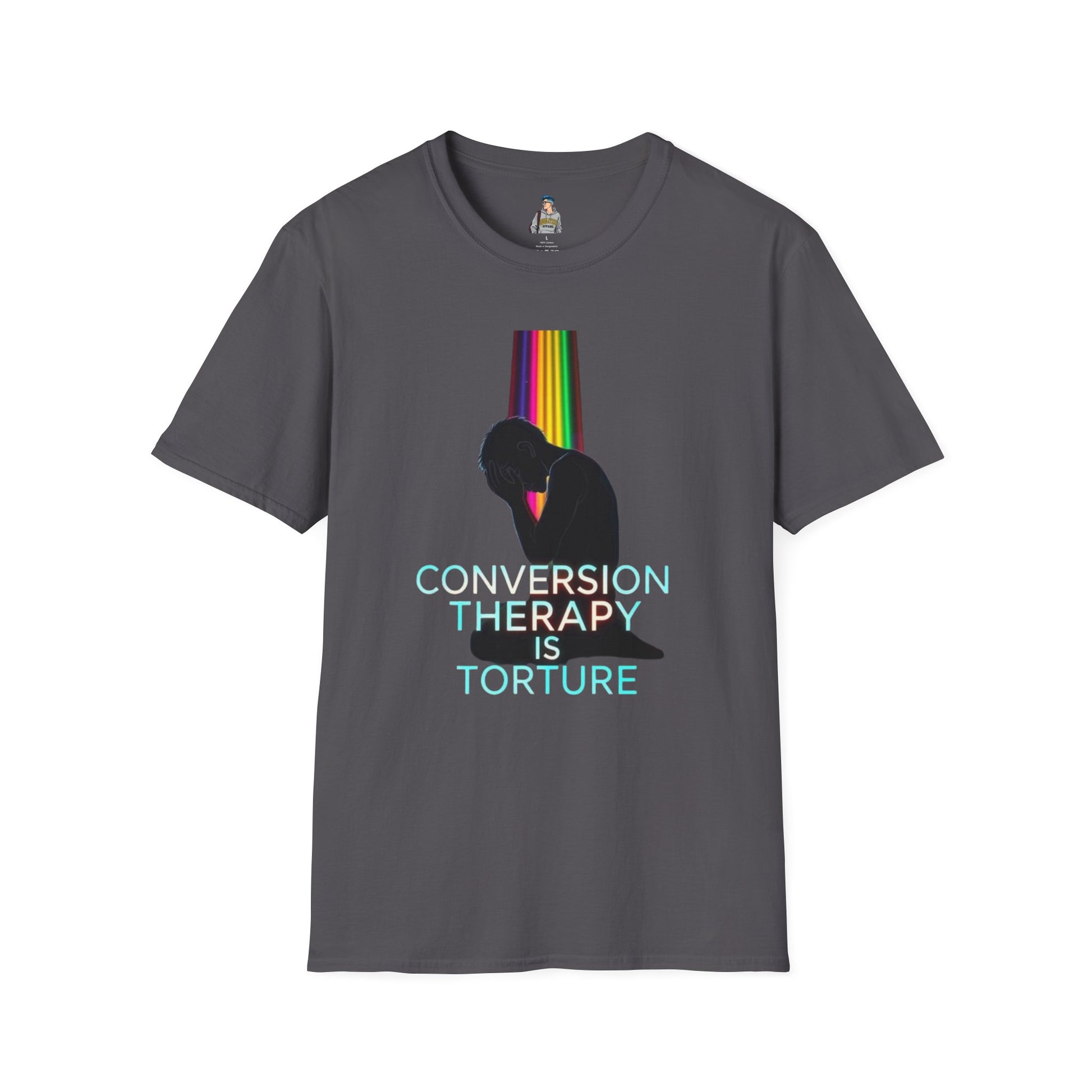 Unisex Softstyle T-Shirt: "Conversion Therapy is Torture" & "We All Belong" - LGBTQ+ Empowerment Tee