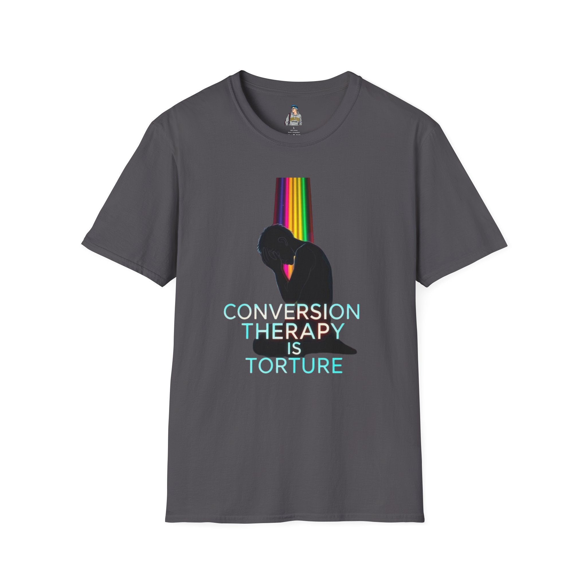Unisex Softstyle T-Shirt: "Conversion Therapy is Torture" & "We All Belong" - LGBTQ+ Empowerment Tee
