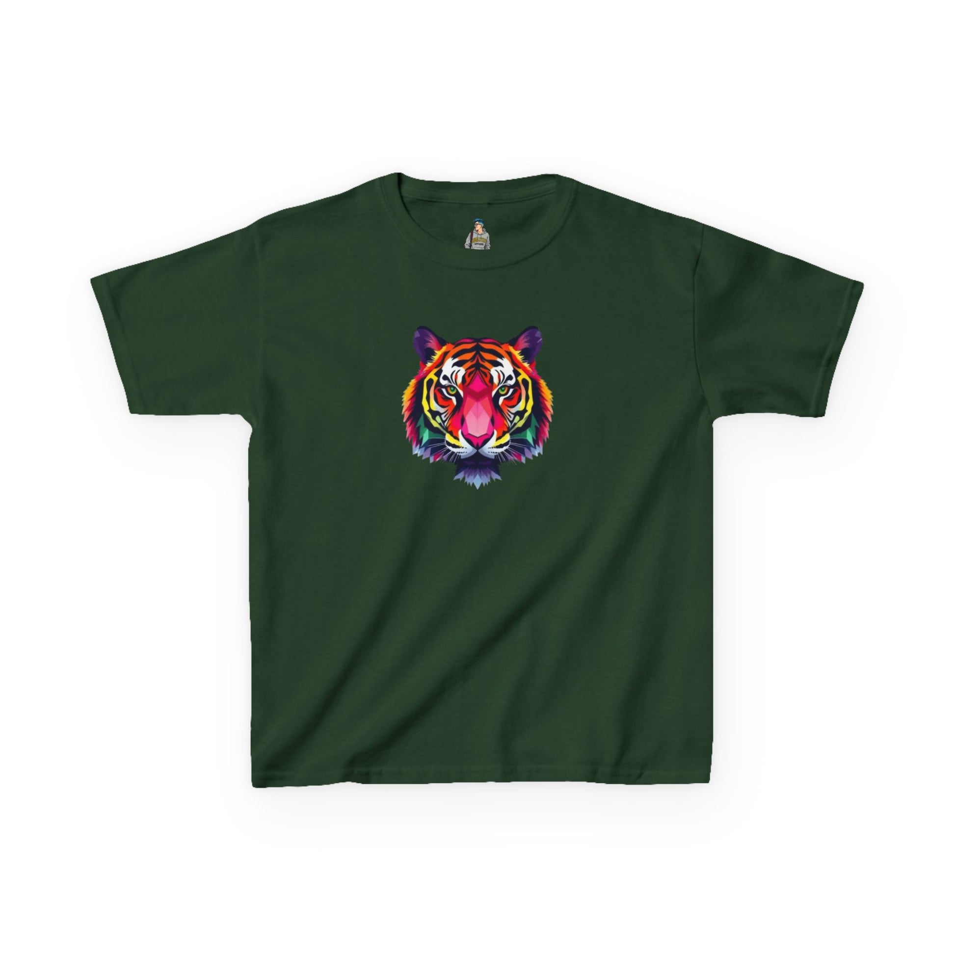 Colorful Fractal Tiger Kids Heavy Cotton Tee