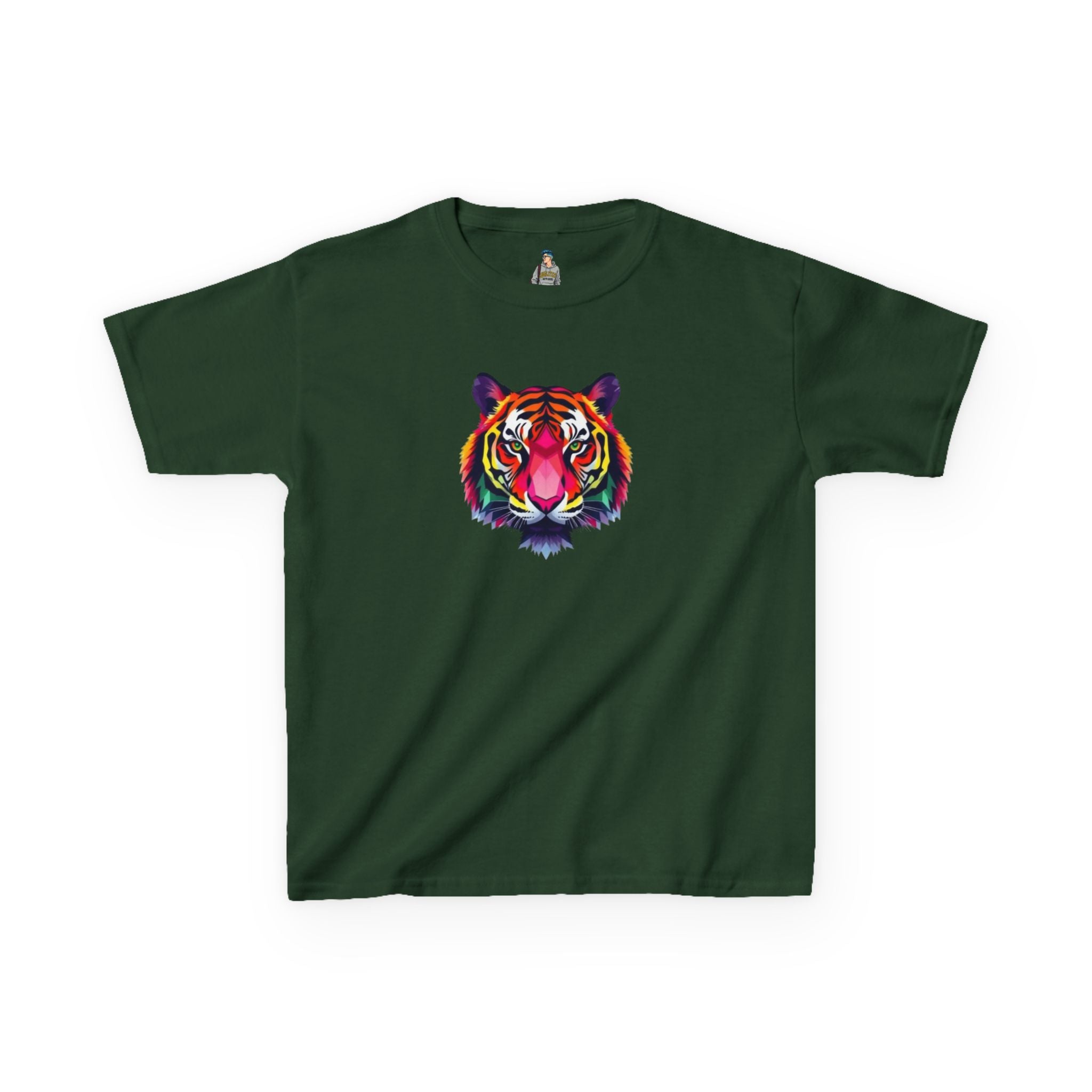 Colorful Fractal Tiger Kids Heavy Cotton Tee