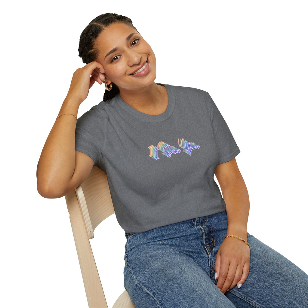 I See You Unisex Softstyle T-Shirt - Colorful Wave Design for LGBTQ+ Visibility