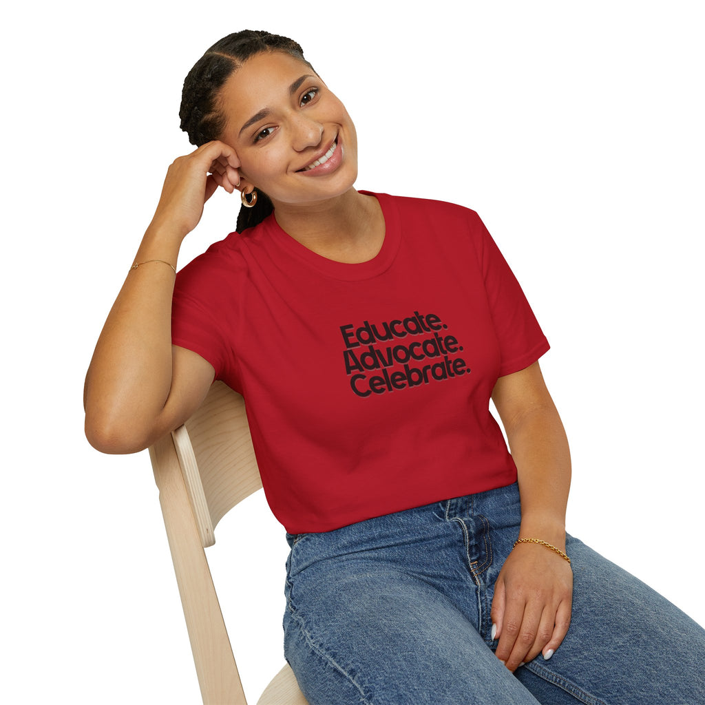 Teacher Advocate T-Shirt - Subtle Pride Educate Advocate Celebrate Design - EqualiTees.Me