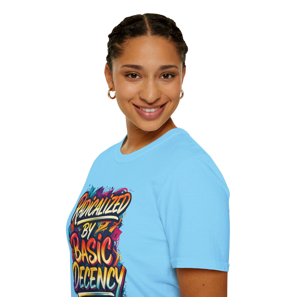 Radicalized by Basic Decency T-Shirt Colorful Graffiti Typography
