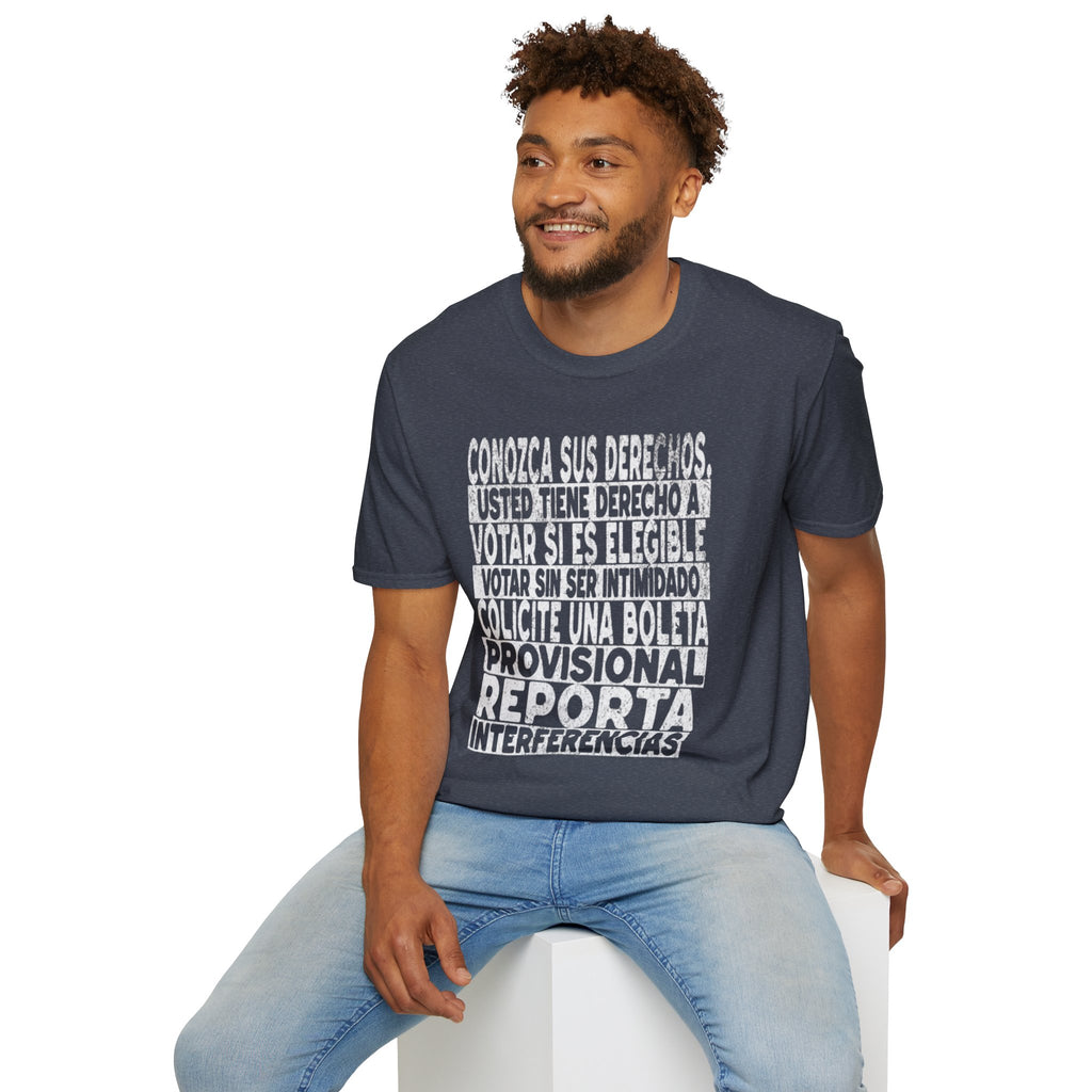 Voting Rights T-Shirt — Spanish "CONOZCA SUS DERECHOS"