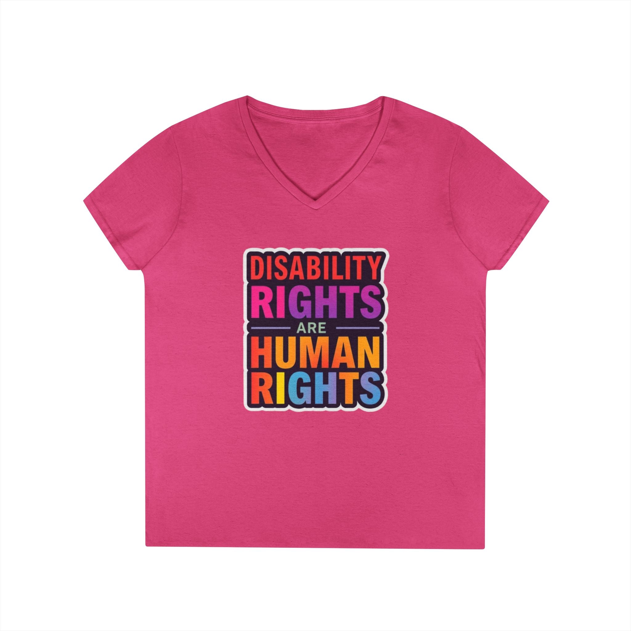 Empowering Ladies' V-Neck T-Shirt - Disability Rights Are Human Rights