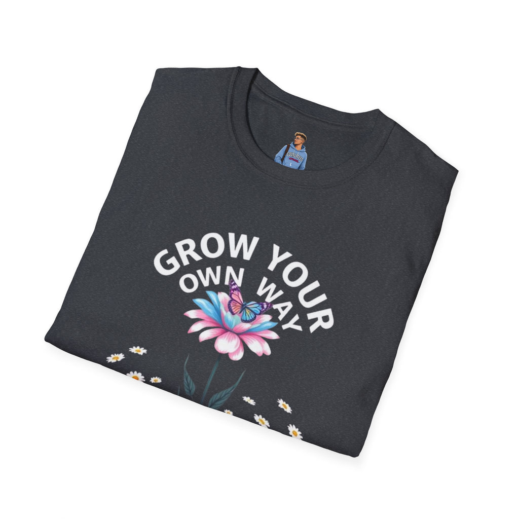Grow Your Own Way Trans Pride Unisex T-Shirt - Floral Design for Garden Lovers