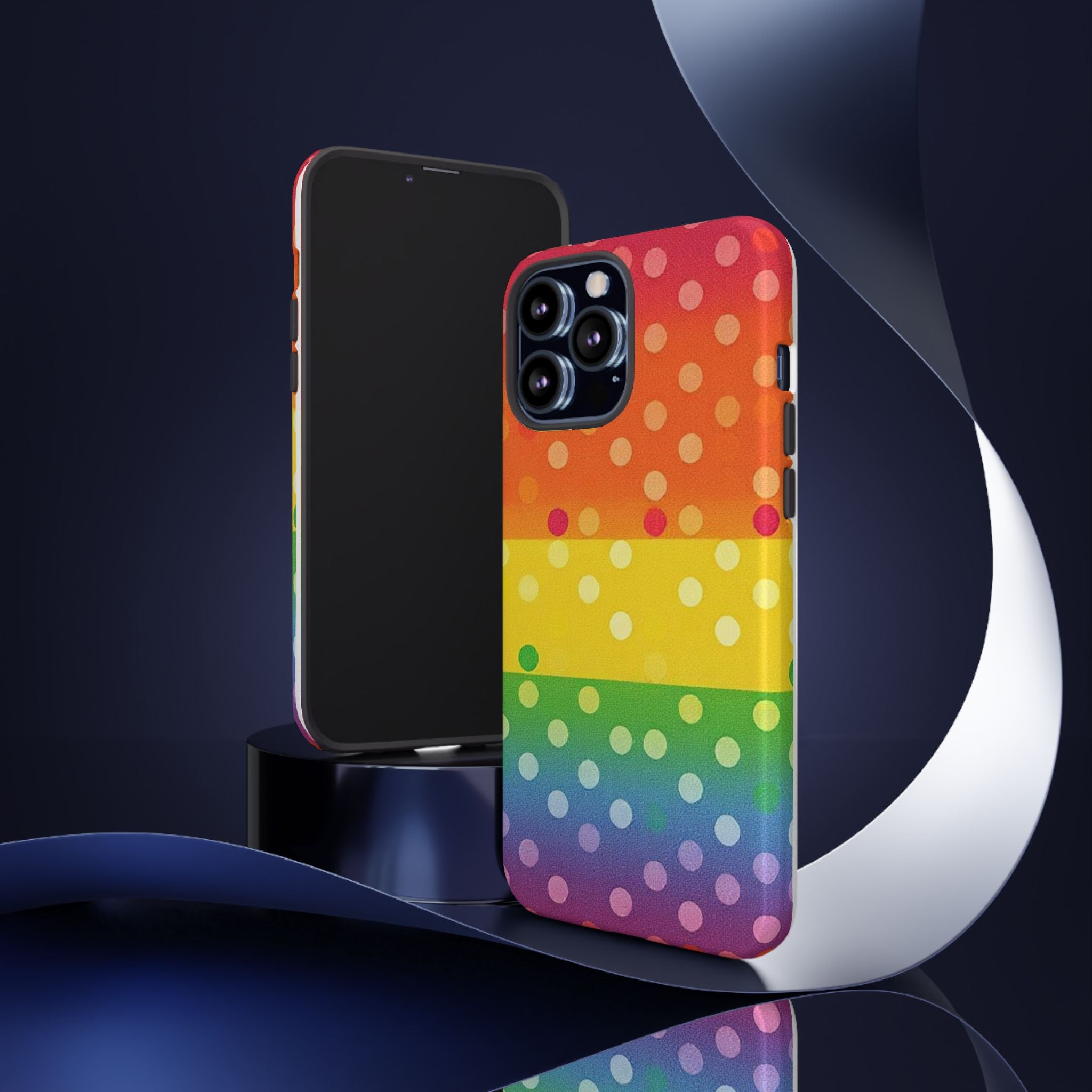 Rainbow Polka Dot Tough Phone Case for iPhone