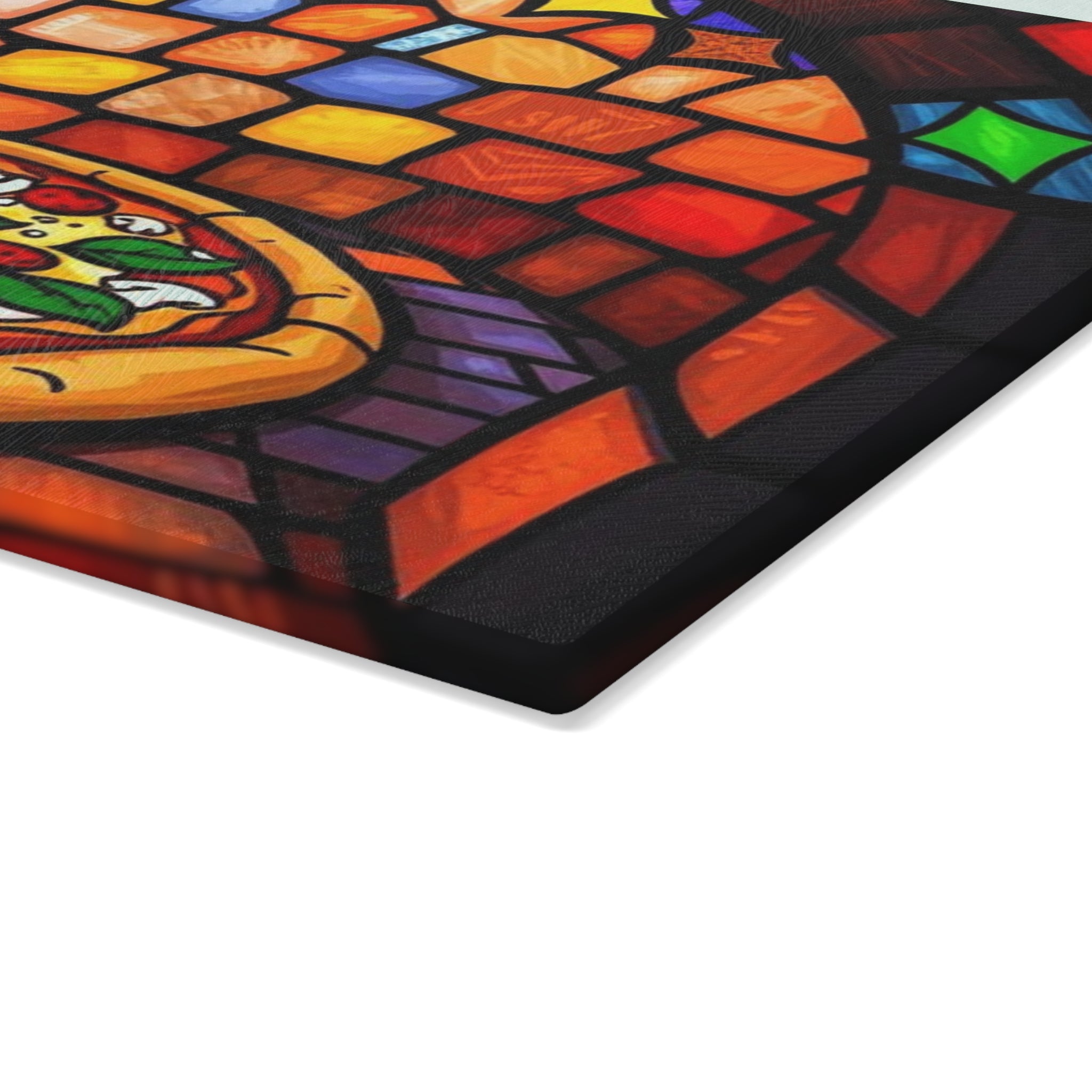 Stained Glass Pizza Cutting Board Colorful Kitchen Art for Food Lovers