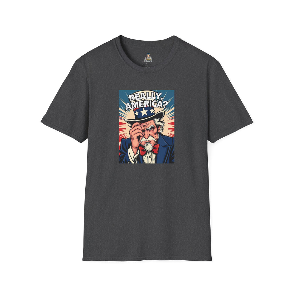 Uncle Sam in disbelief Really, America? Unisex softstyle T-Shirt