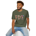 FDT Floral Letter Tee — Bold Floral Typography T-Shirt