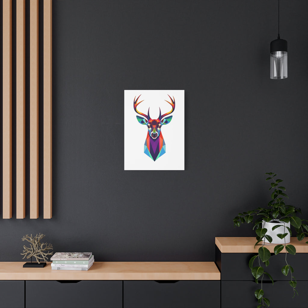 Vibrant Stag Canvas Wall Art - Colorful Geometric Deer Decor