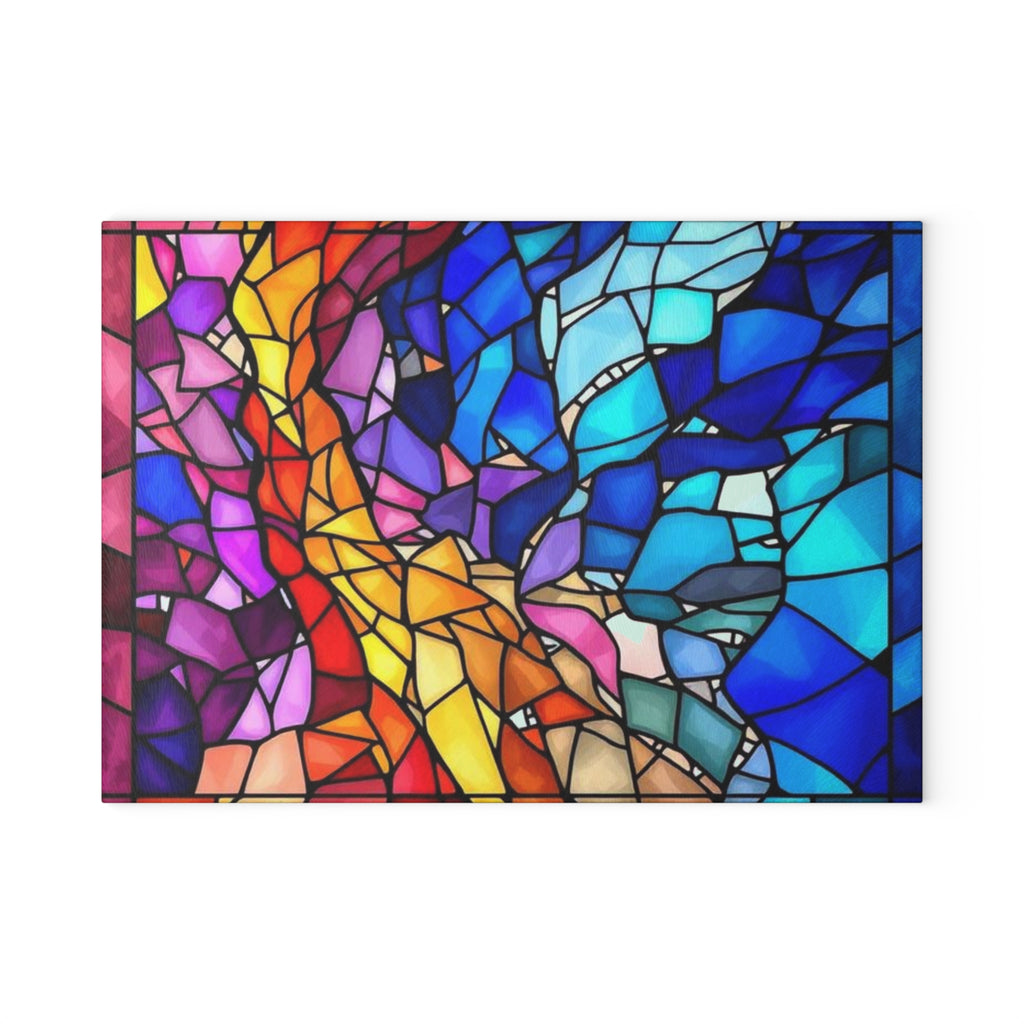 Vibrant Stained Glass Cutting Board - Colorful Kitchen Decor & Gift
