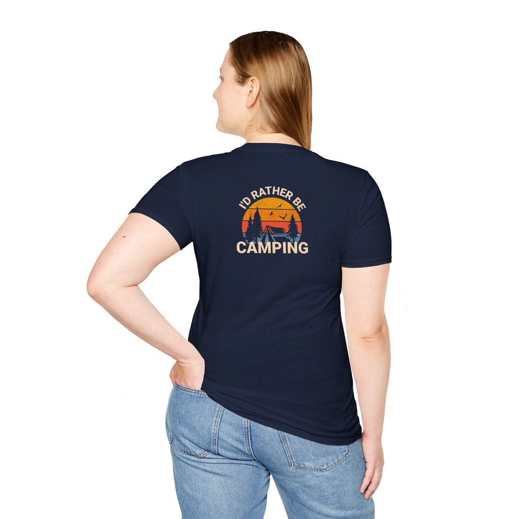Unisex Softstyle T-Shirt - 'I'd Rather Be Camping' Adventure Tee