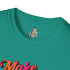 Inspirational Unisex Softstyle T-Shirt - 'Make Good Trouble' Rainbow Statement Tee