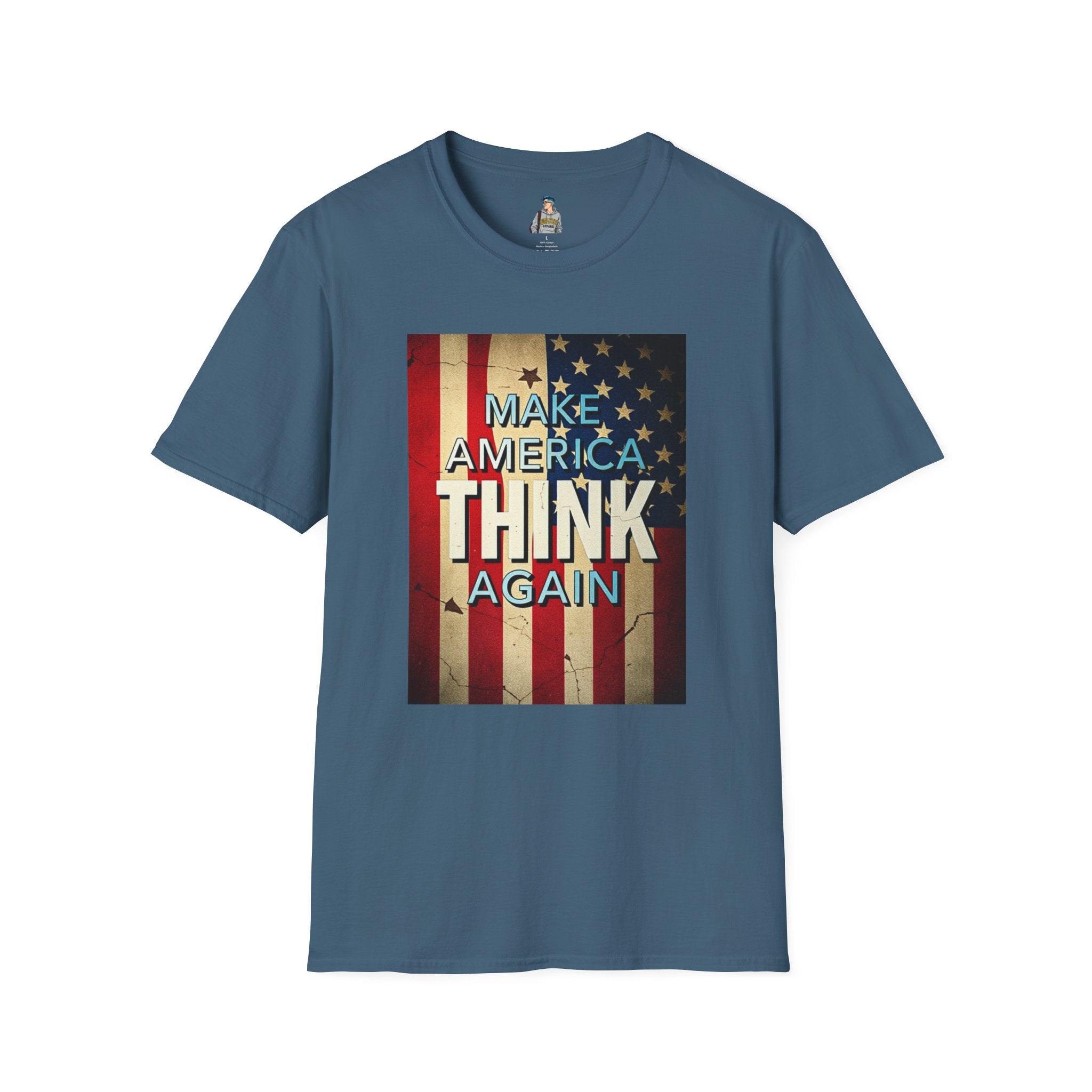 American Patriot Pride Unisex Softstyle T-Shirt, Make America Think Again Political Tee