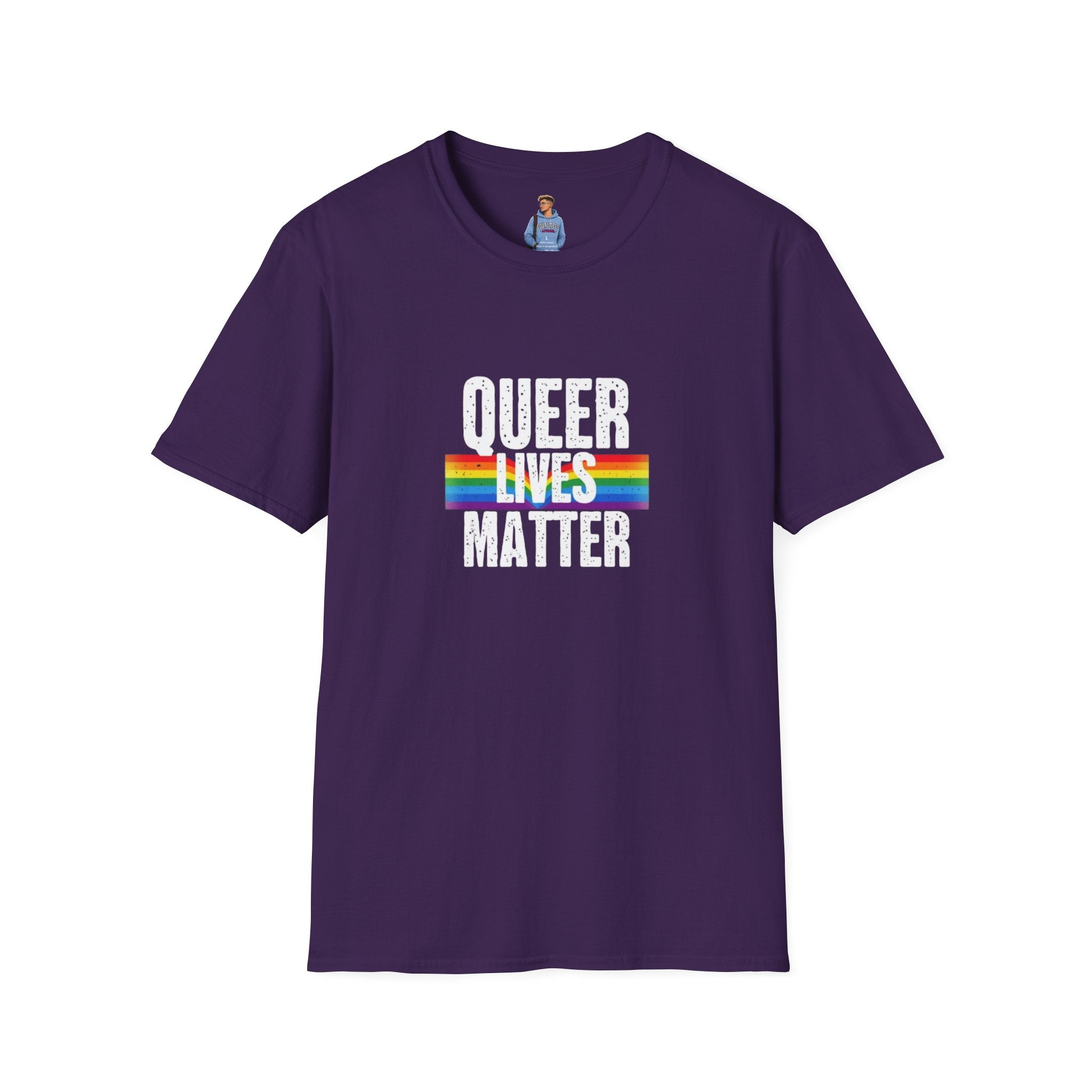 Queer Lives Matter Unisex Softstyle T-Shirt - Support LGBTQ+ Rights