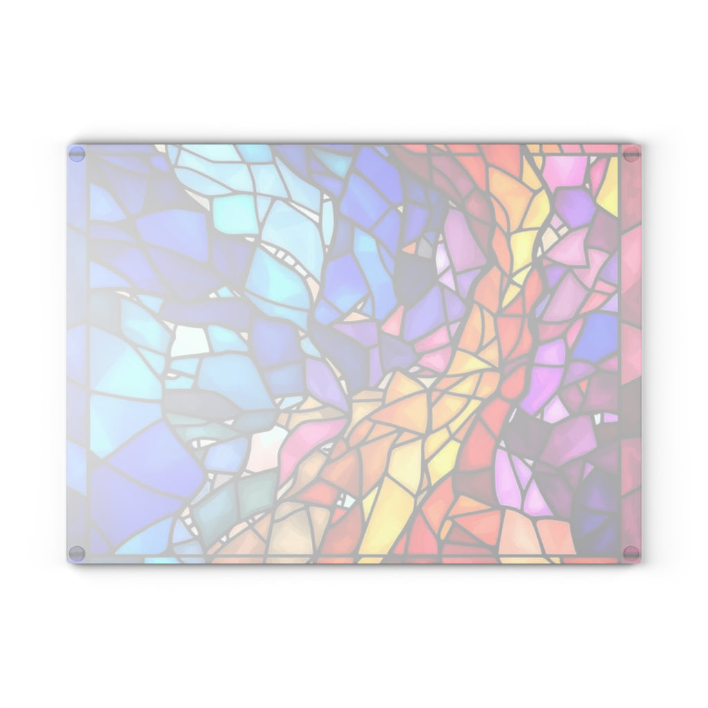 Vibrant Stained Glass Cutting Board - Colorful Kitchen Decor & Gift