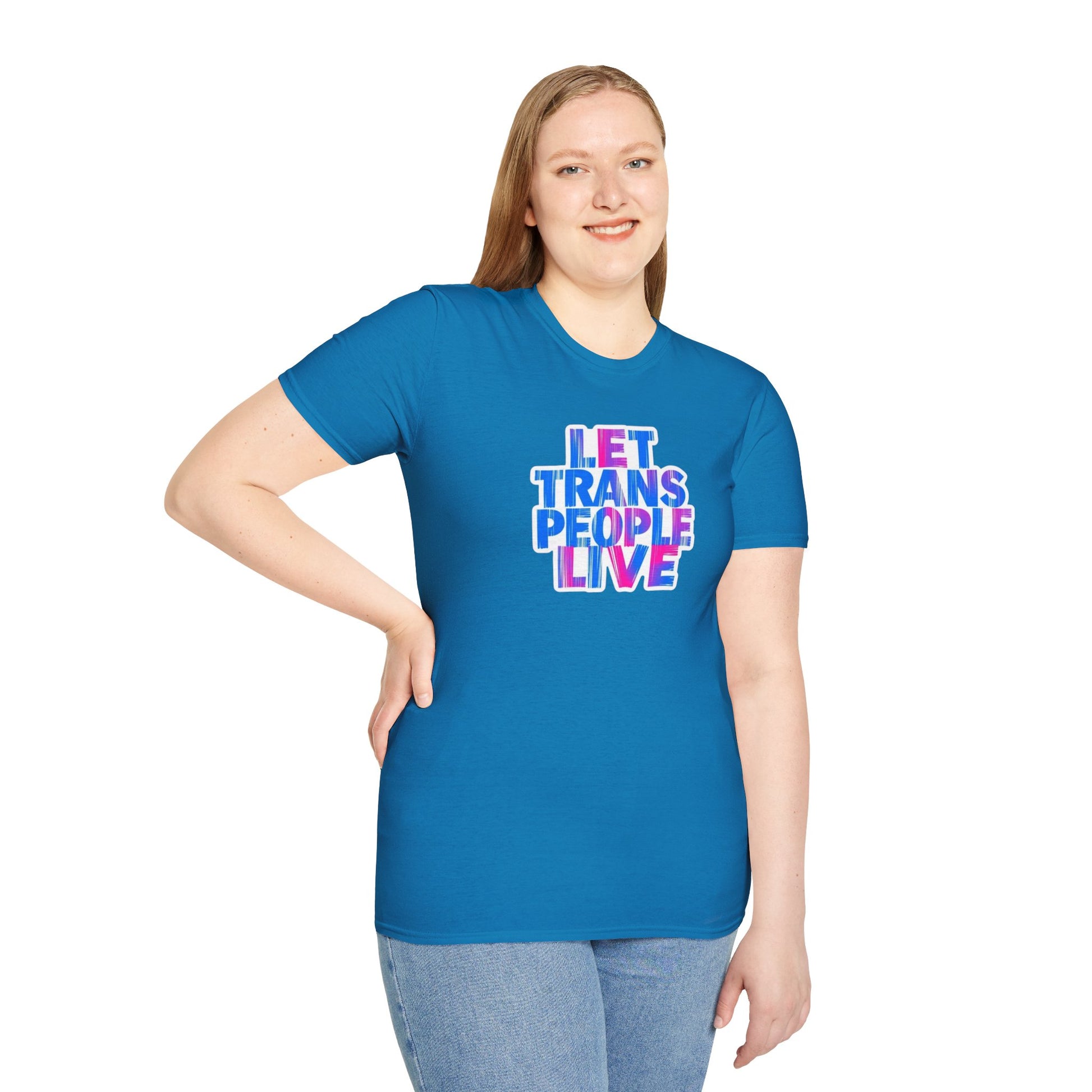 Let Trans People Live Unisex Softstyle T-Shirt - Supportive Statement Tee for LGBTQ+ Pride