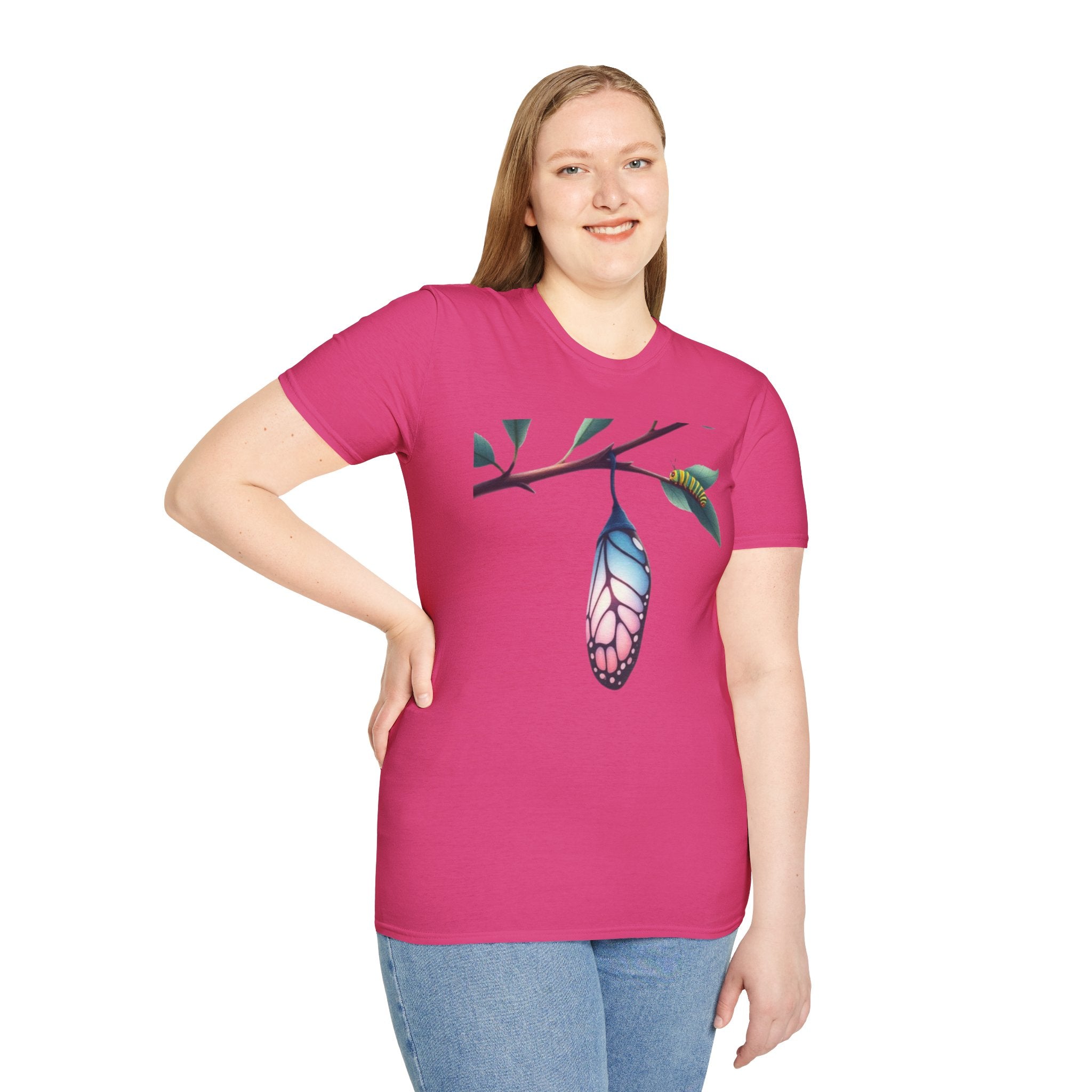 Trans Caterpillar to Butterfly Transformation T-Shirt, Unisex Graphic T-Shirt