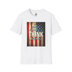 Make America Think Again Unisex Softstyle T-Shirt - Vintage Flag Design