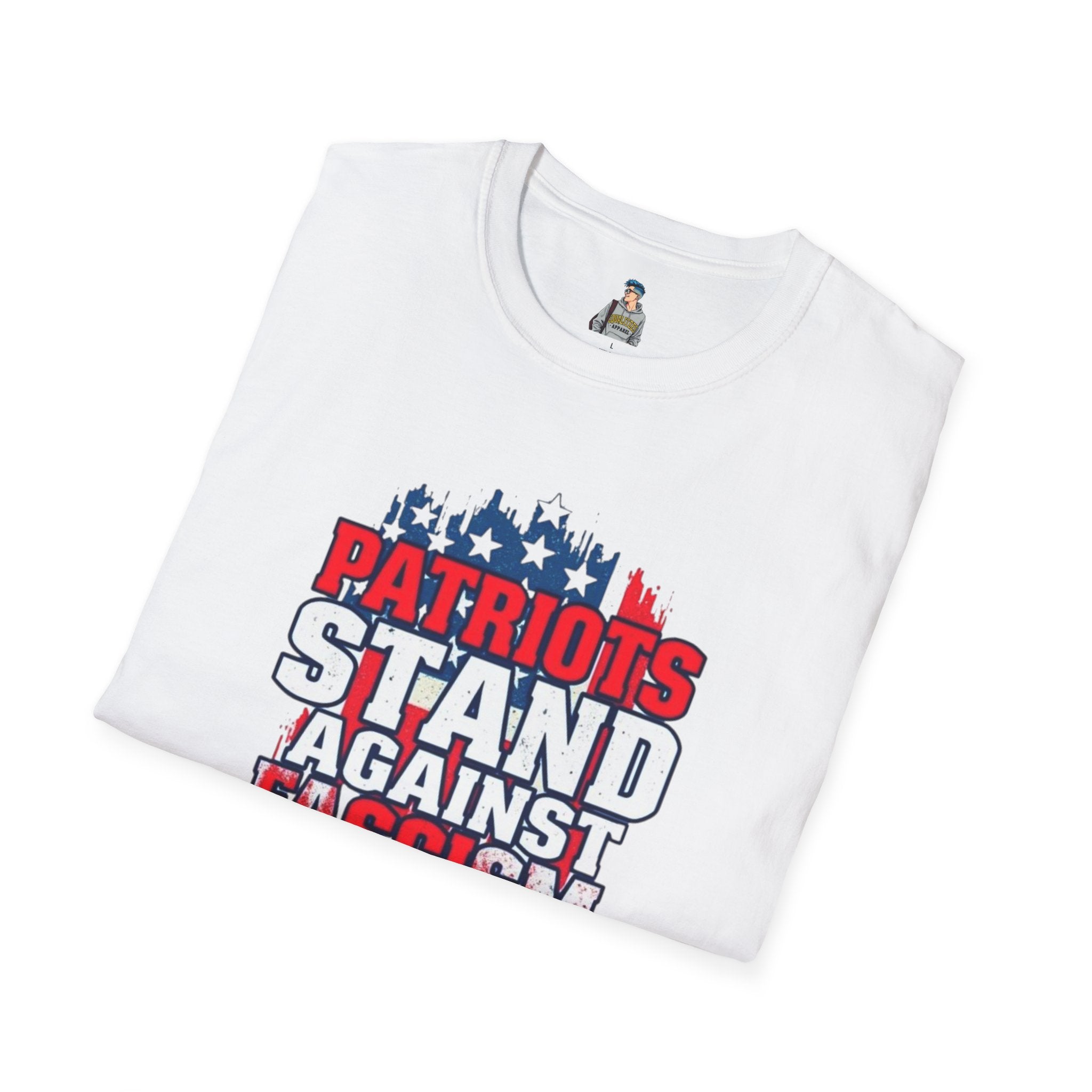 Patriotic Unisex Softstyle T-Shirt – Stand Against Fascism & We The People Rise Design