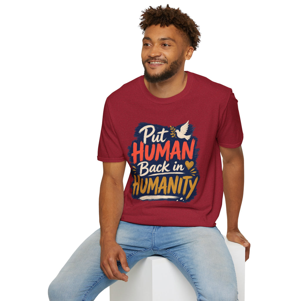 Put Human Back in Humanity T-Shirt — Inspirational Peace Dove Tee
