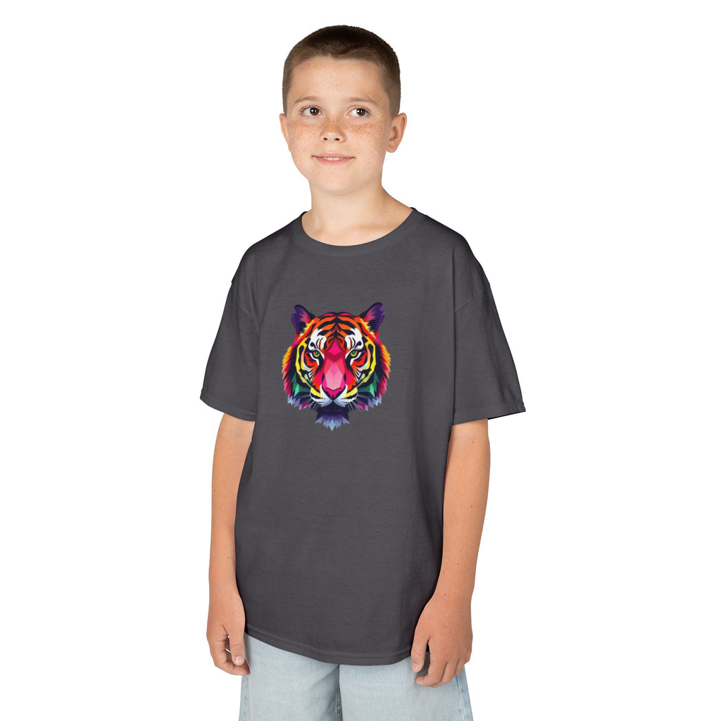 Colorful Fractal Tiger Kids Heavy Cotton Tee