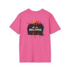 Inclusive Art Unisex Softstyle T-Shirt – ‘ Rainbow Handprint We All Belong’