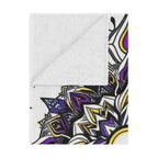 Purple, Black, Yellow and White Mandala Microfiber Blanket