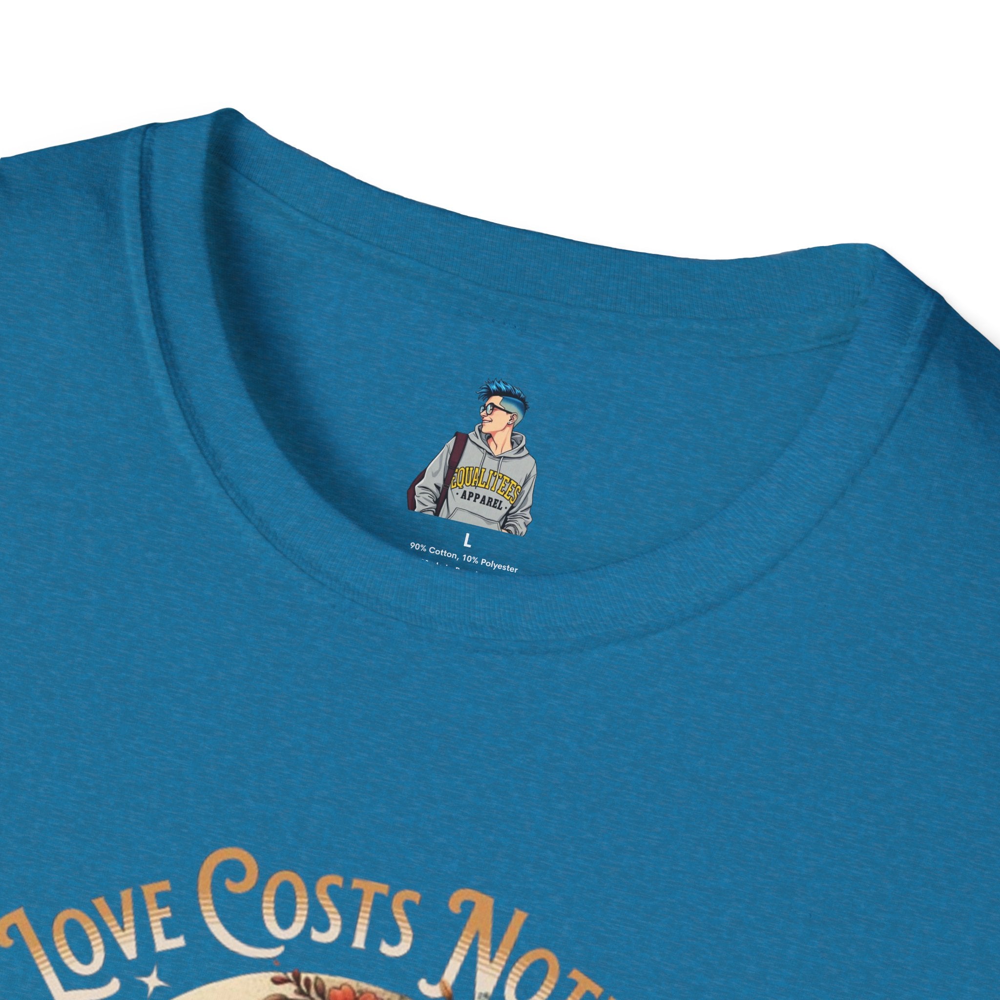 Unisex Softstyle T-Shirt - Love Costs Nothing, Give It Away Floral Peace Design