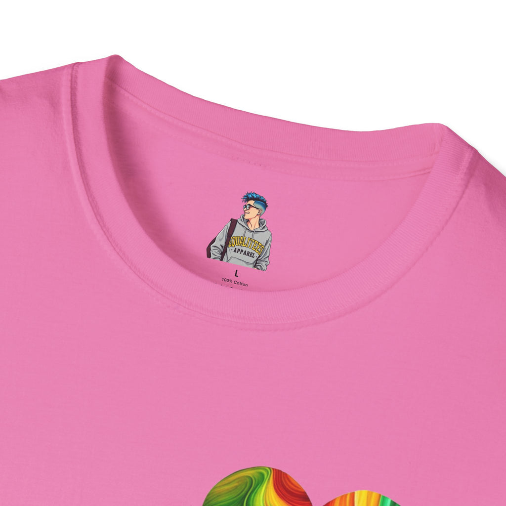 Unisex Softstyle T-Shirt - Pride Heart Design with 'Existence is Resistance'