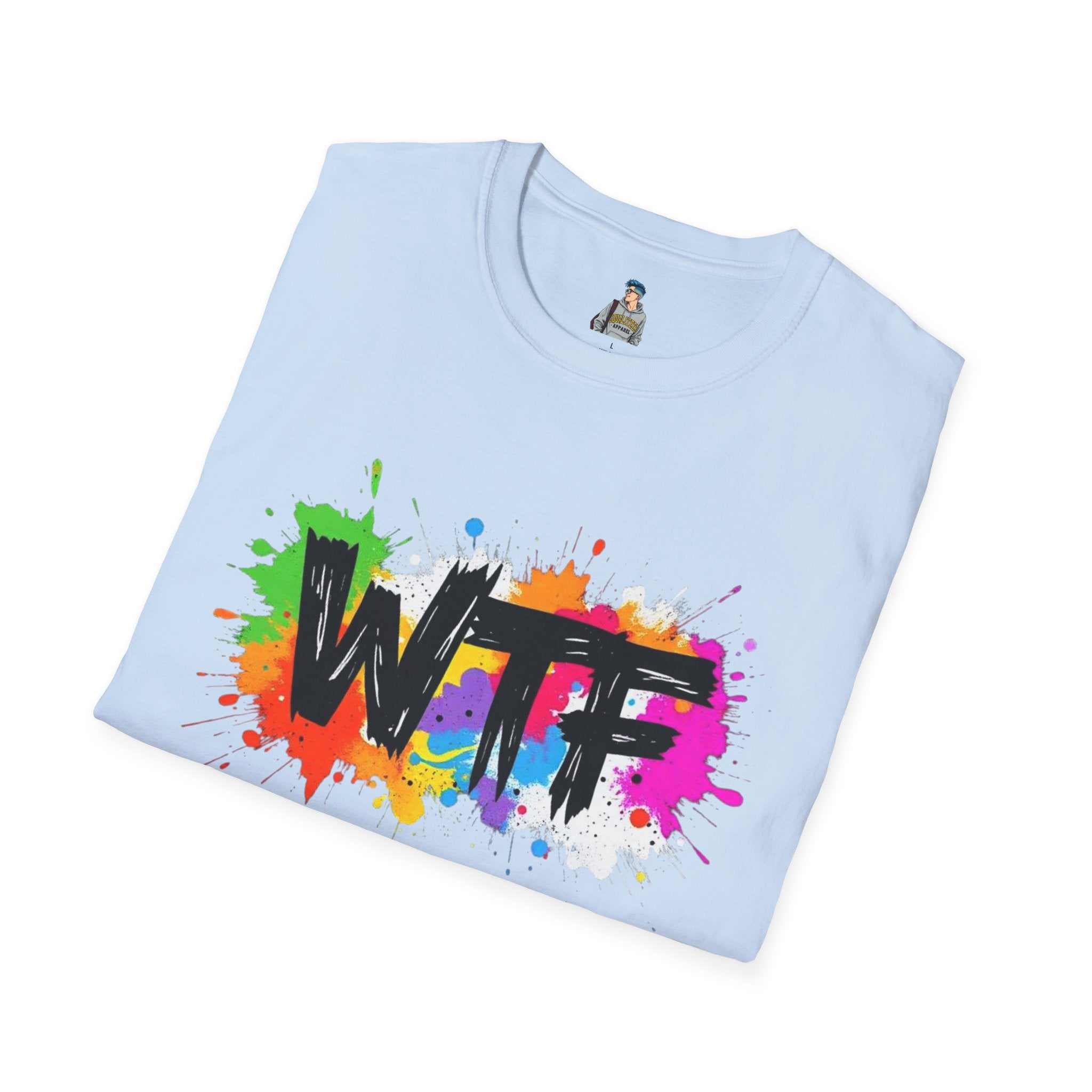 WTF Color Splash T-Shirt — Bold Rainbow Graphic Tee