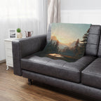 Nature Sunset Microfiber Blanket - Cozy and Warm Art Blanket for Lake Lovers, Mountains Enthusiasts, Gift for Nature Lovers, Landscape