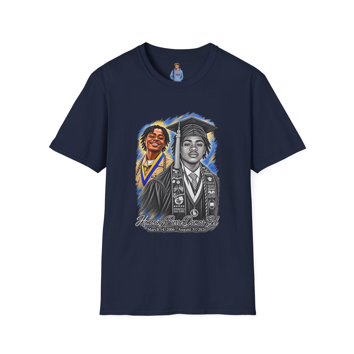 Double Portrait Front - In Memory of Pierre Damas Bel T-Shirt