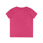 Floral Initials 'FDT' Ladies' V-Neck Tee — Colorful Botanical Monogram Shirt