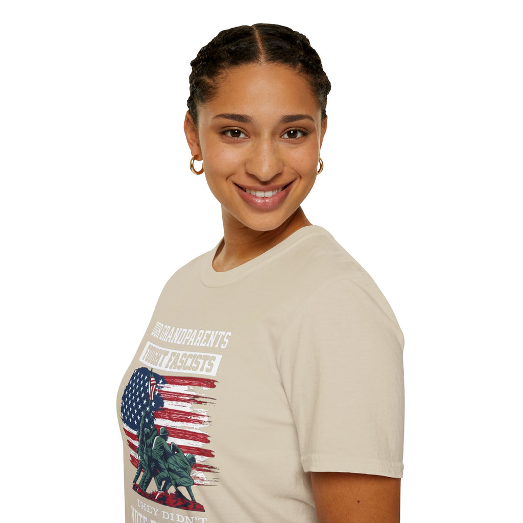 Unisex Softstyle T-Shirt: 'Our Grandparents Fought Fascists' Patriotic Tee