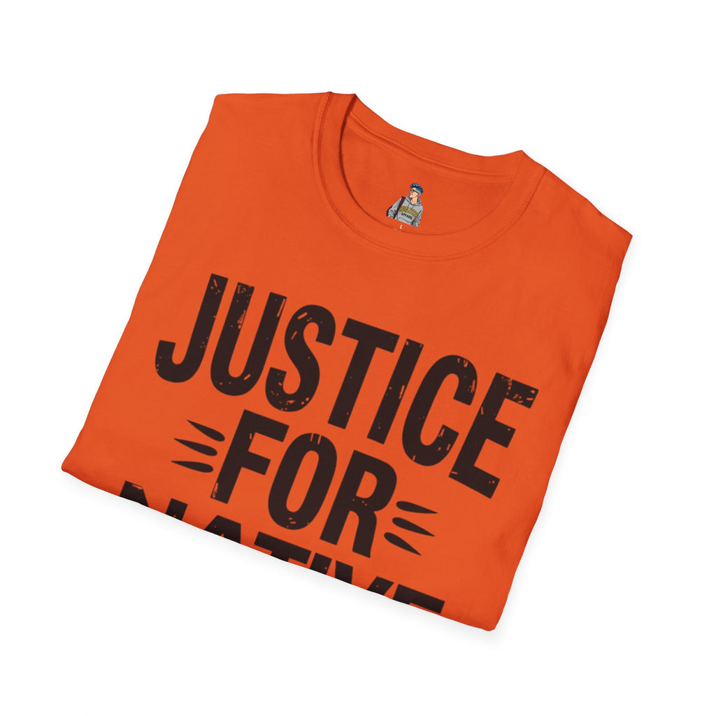 Justice for Native Communities Unisex Softstyle T-Shirt, Activism Tee, Social Justice Apparel, Comfortable Graphic Shirt, Gift for Advocates