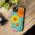 Floral Tough Phone Case for iPhone — Bright Daisy Garden Protective Cover