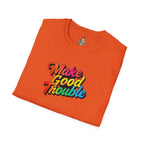 Inspirational Unisex Softstyle T-Shirt - 'Make Good Trouble' Rainbow Statement Tee
