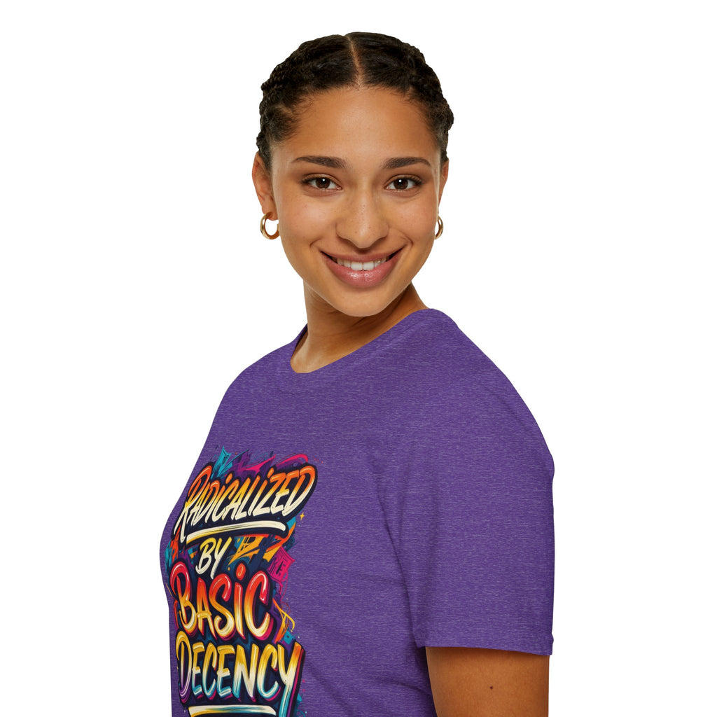 Radicalized by Basic Decency T-Shirt Colorful Graffiti Typography