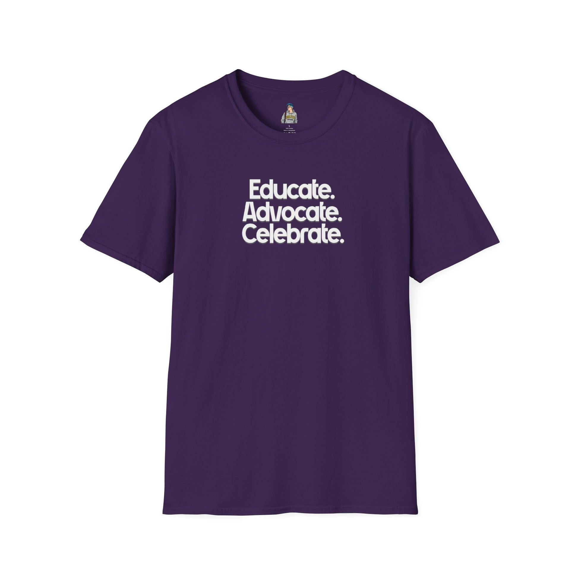 Educate. Advocate. Celebrate. Minimalist Pride T-Shirt