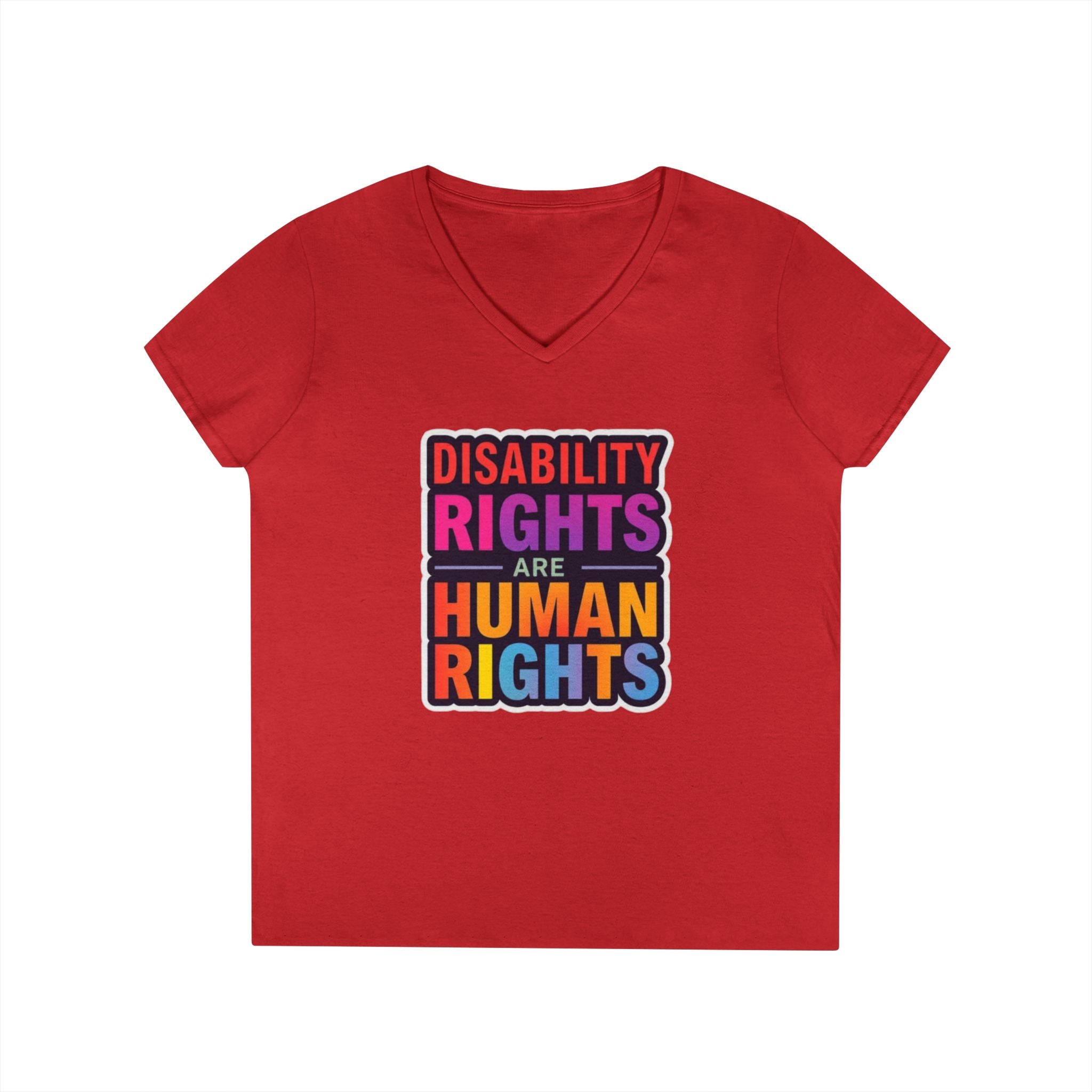 Empowering Ladies' V-Neck T-Shirt - Disability Rights Are Human Rights
