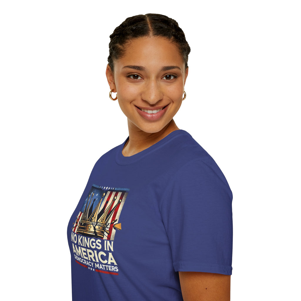 No Kings in America-Democracy Matters  Unisex Softstyle T-Shirt