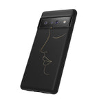 Android OR iPhone Compatible Cases - Gold Line Face Design - Unique Tough Cases