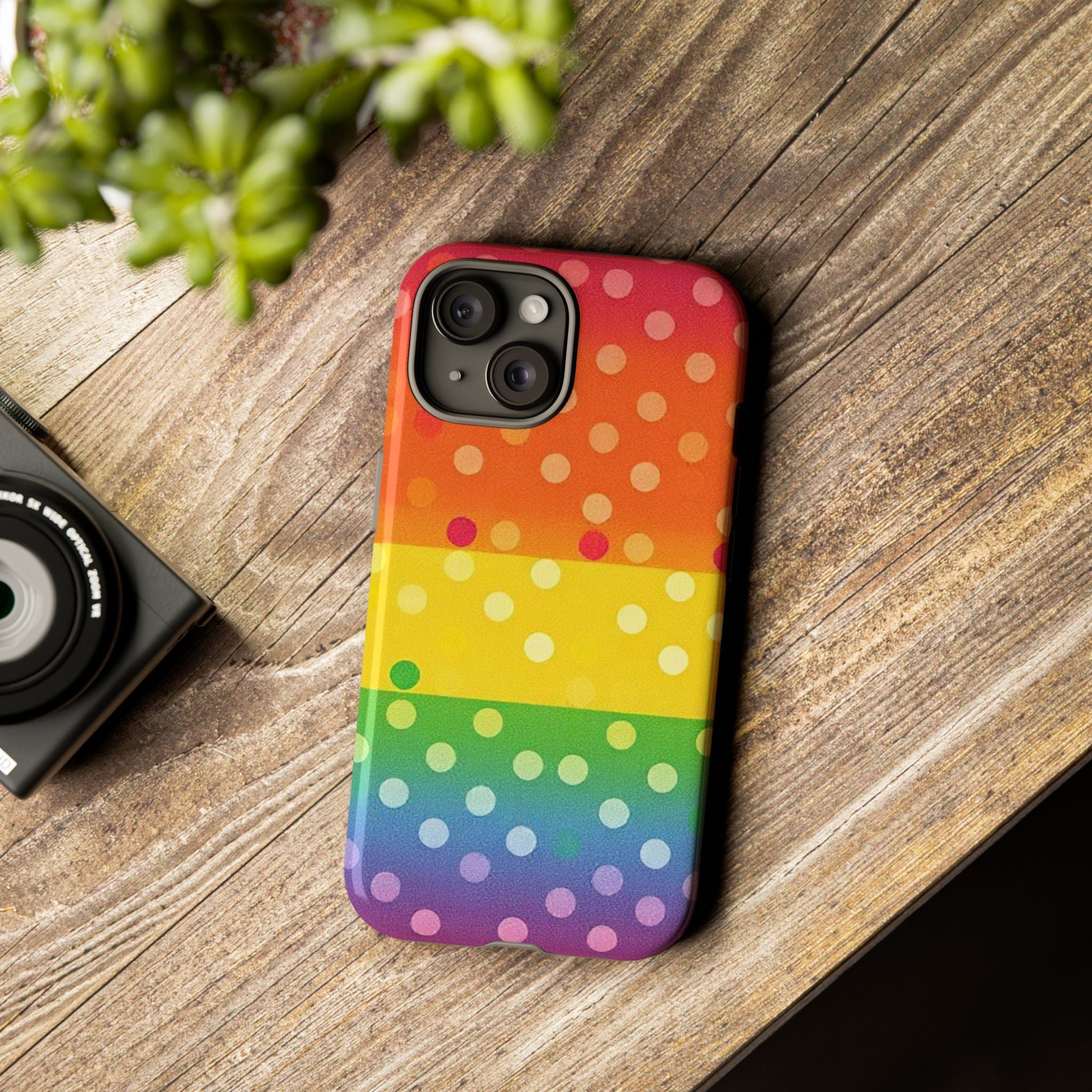 Rainbow Polka Dot Tough Phone Case for iPhone