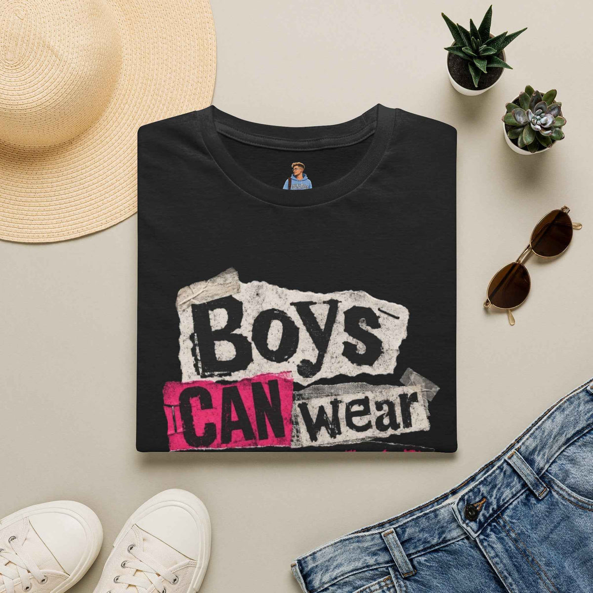 Boys Can Wear Pink T-Shirt — Bold Retro Feminist Graphic Tee