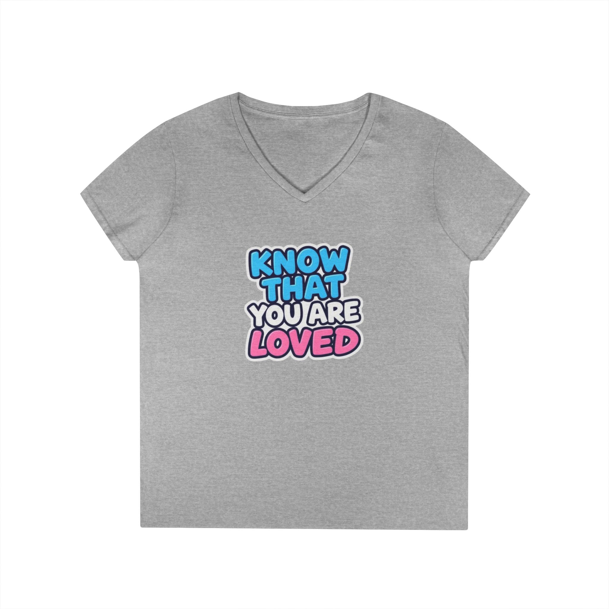 Know That You Are Loved Ladies' V-Neck T-Shirt Trans Colors