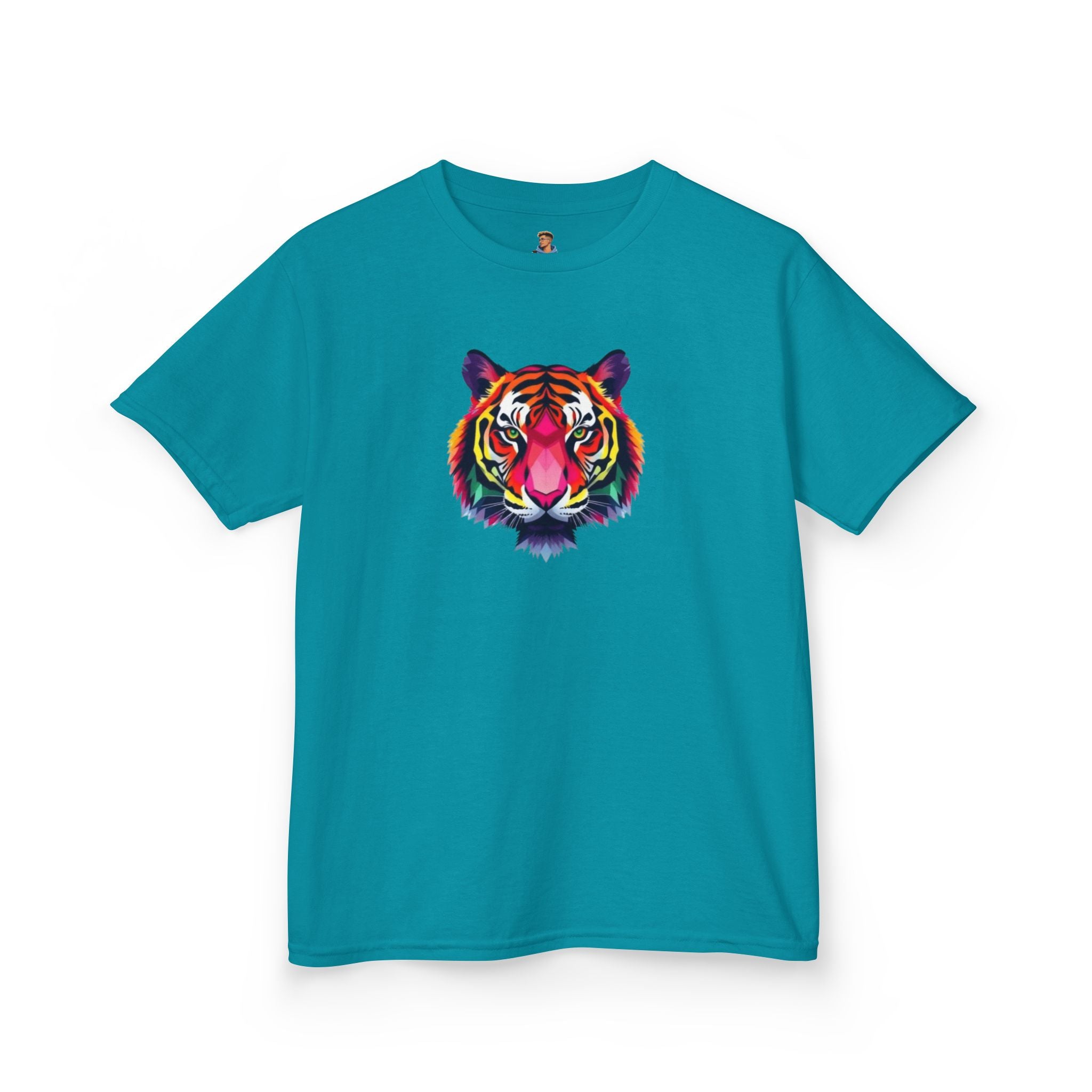 Colorful Fractal Tiger Kids Heavy Cotton Tee